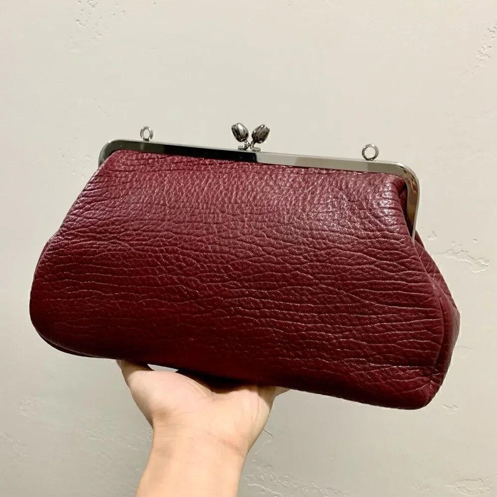 Handmade Genuine Premium Cowhide “Tulip” Kisslock Wristlet/Shoulder Bag